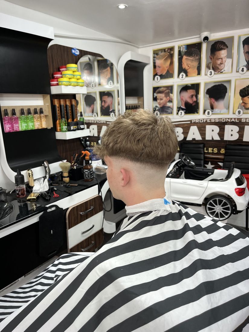 A fade in progress at a station with a kids' toy car